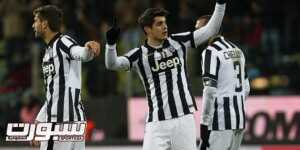 PARMA, ITALY - JANUARY 28:  Alvaro Morata (C) of Juventus FC celebrates after scoring the opening goal during the TIM Cup match between Parma FC and Juventus FC at Stadio Ennio Tardini on January 28, 2015 in Parma, Italy.  (Photo by Marco Luzzani/Getty Images)